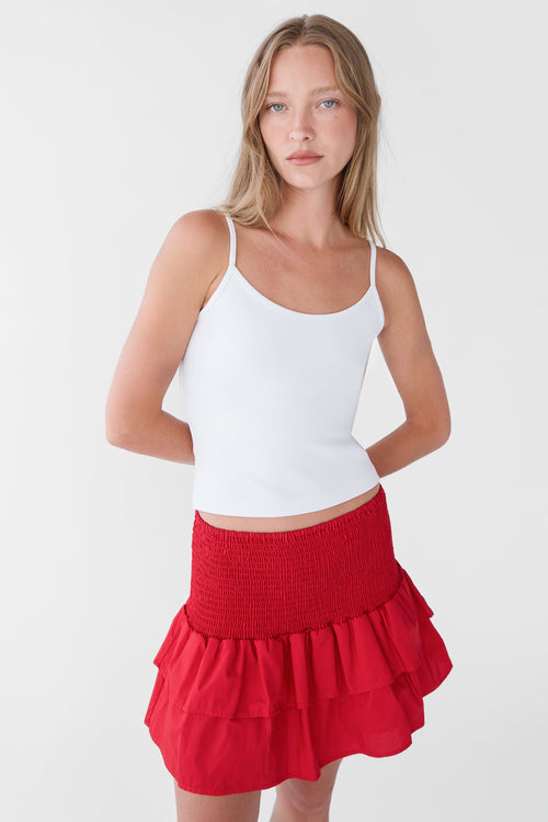 SMOCKED TIERED MINI SKORT