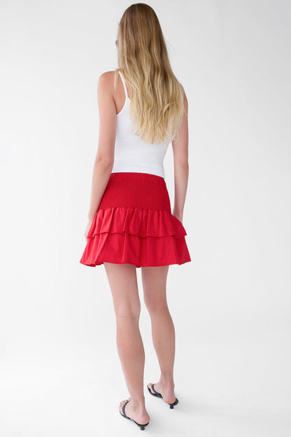 SMOCKED TIERED MINI SKORT