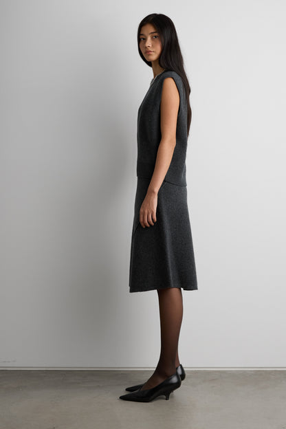 BOILED WOOL MIDI SKIRT