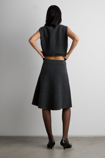 BOILED WOOL MIDI SKIRT