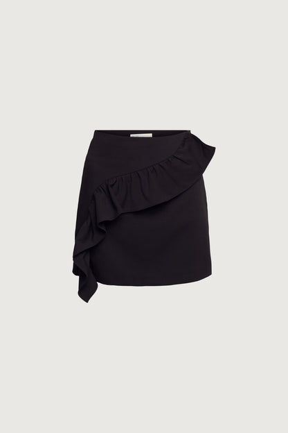 MINI SKIRT WITH CURVED RUFFLE