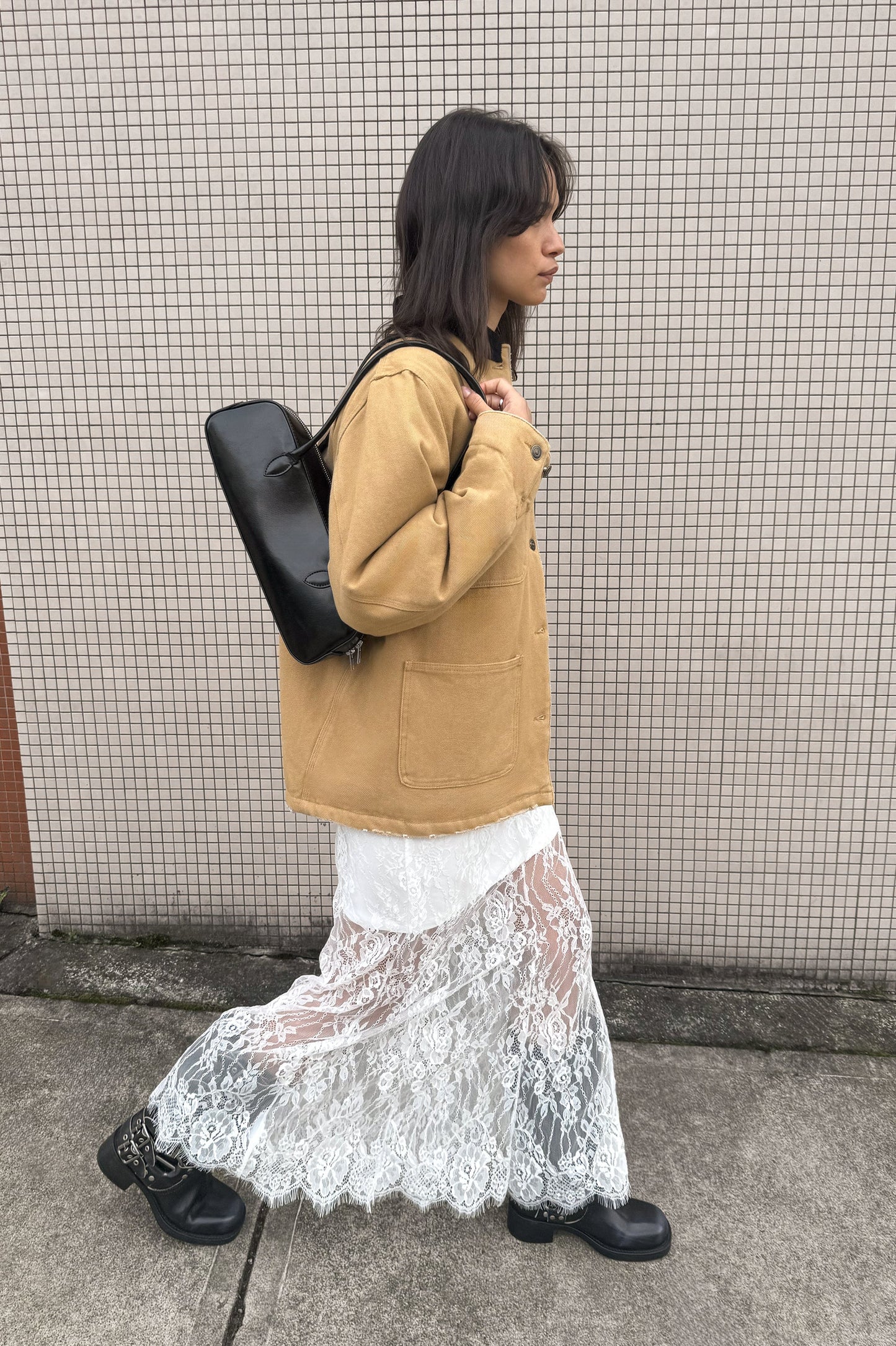 SHEER LAYERED LACE MAXI SKIRT