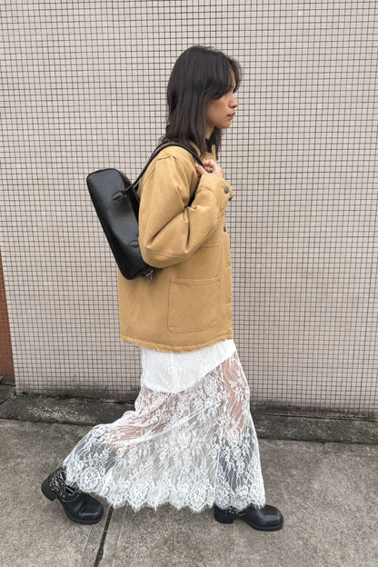 SHEER LAYERED LACE MAXI SKIRT