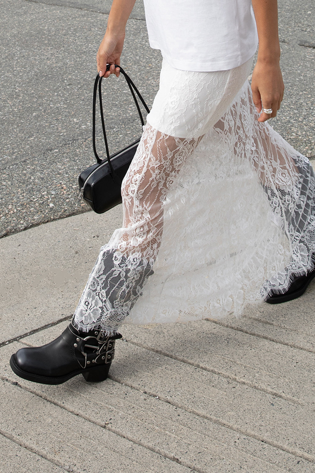 SHEER LAYERED LACE MAXI SKIRT