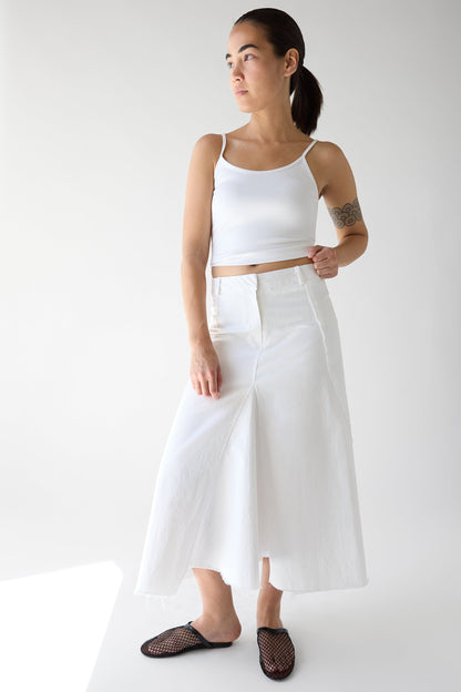 RAW HEM MIDI SKIRT
