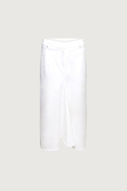 RAW HEM MIDI SKIRT