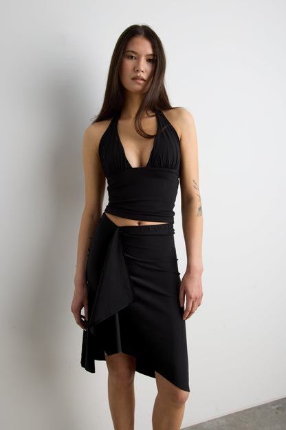 FRONT DRAPE MIDI SKIRT