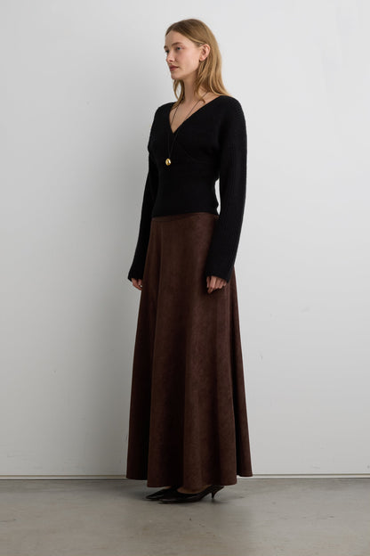 SUEDE EFFECT MIDI SKIRT