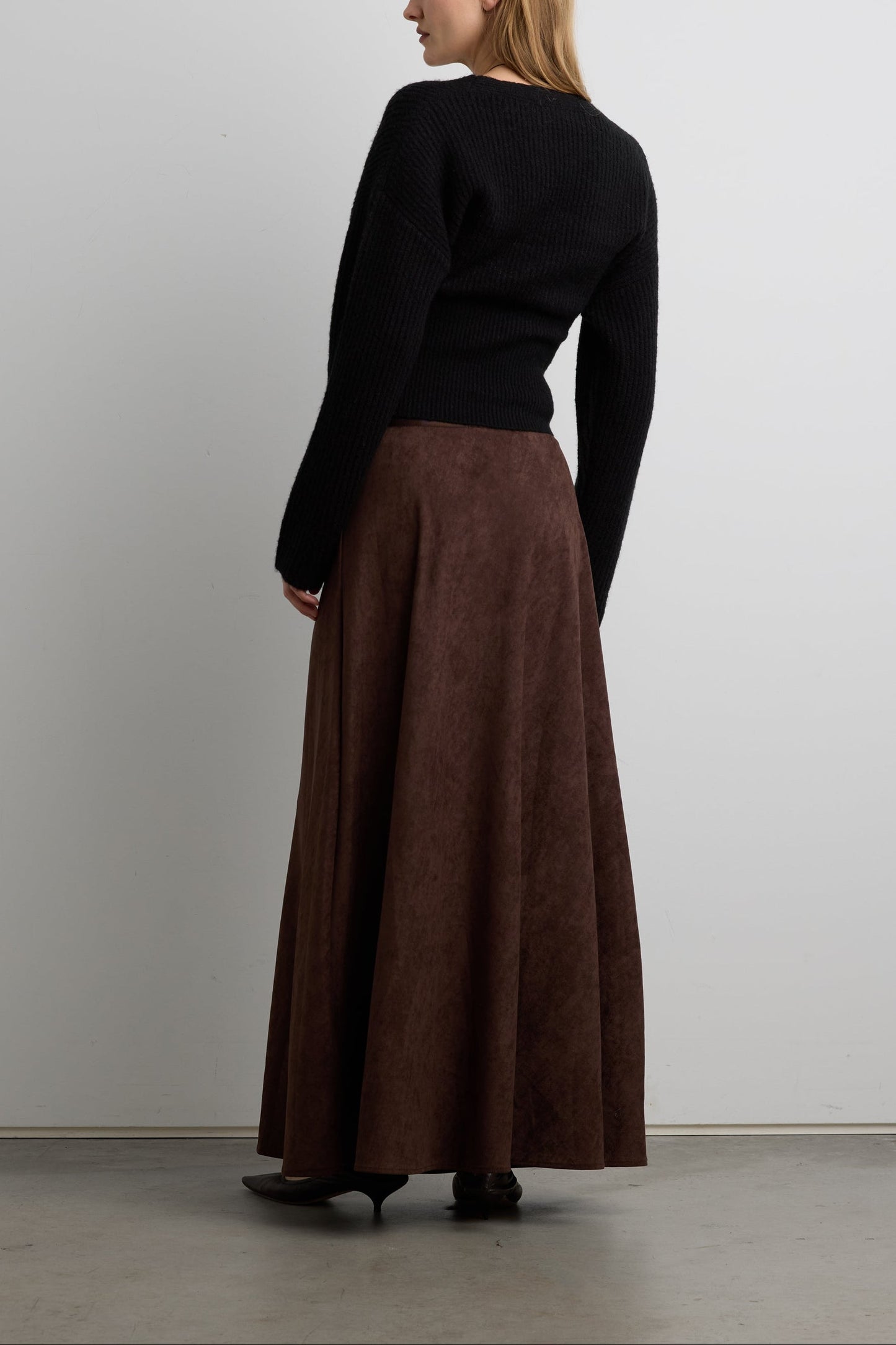 SUEDE EFFECT MIDI SKIRT