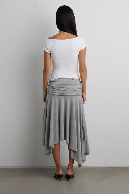 JERSEY MIDI SKIRT WITH SIDE RUCHING