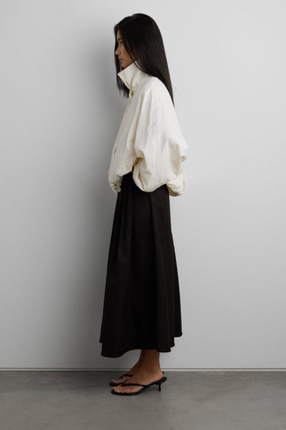 FRONT PLEATED MAXI SKIRT