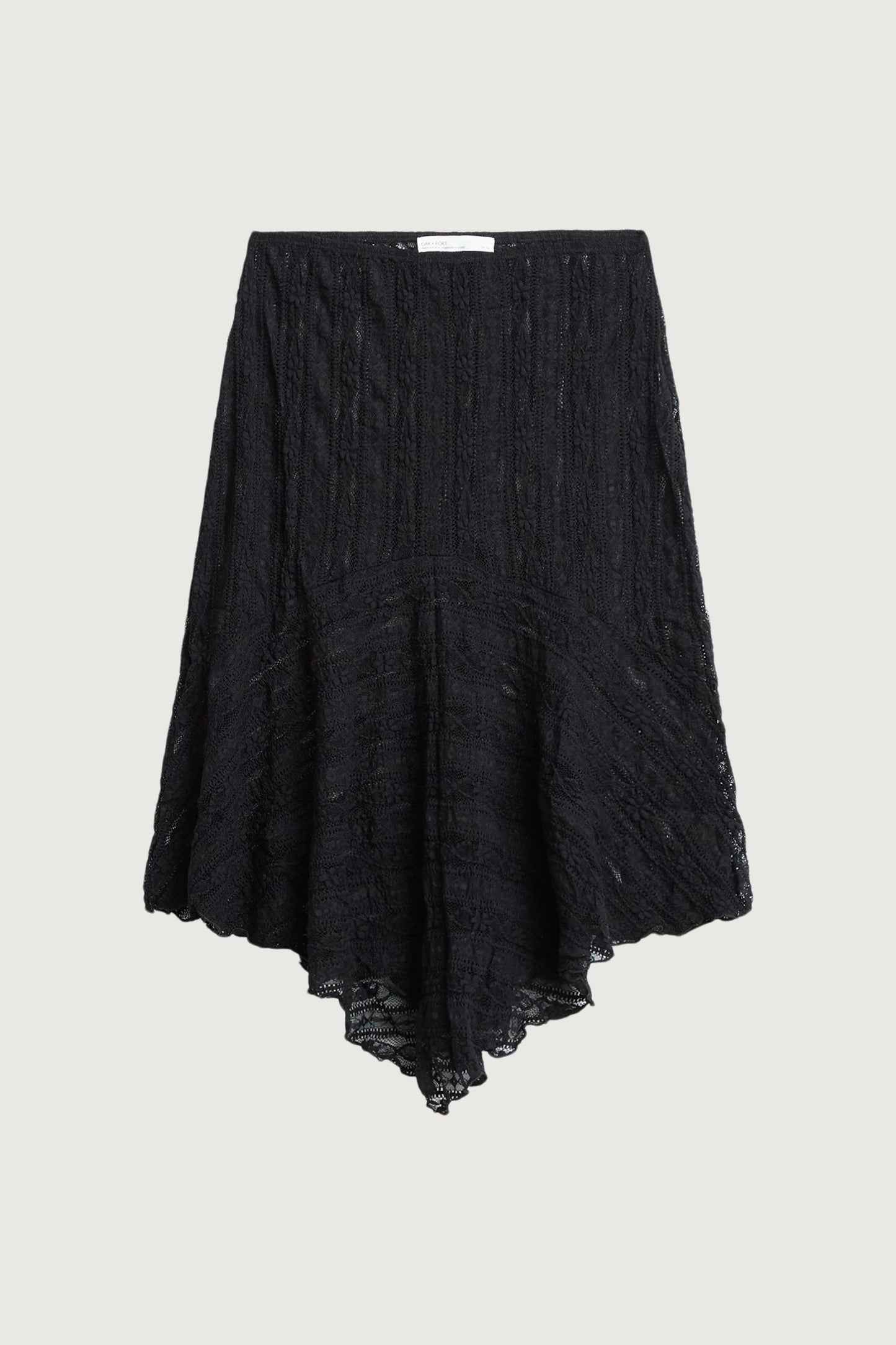 ASYMMETRICAL LACE MIDI SKIRT