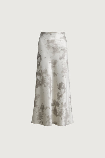 MARBLE PRINT SATIN MAXI SKIRT