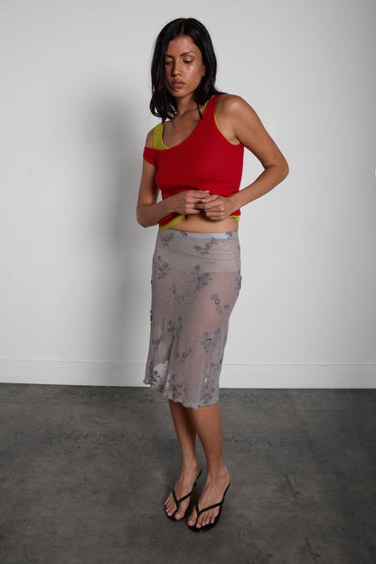FLORAL EMBROIDERED LACE SKIRT
