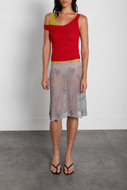 FLORAL EMBROIDERED LACE SKIRT