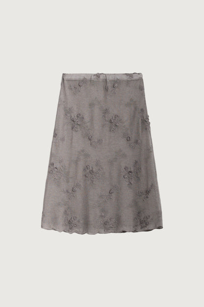 FLORAL EMBROIDERED LACE SKIRT