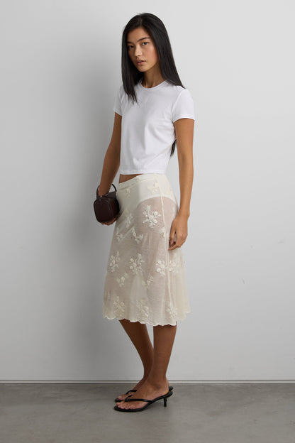 FLORAL EMBROIDERED LACE SKIRT