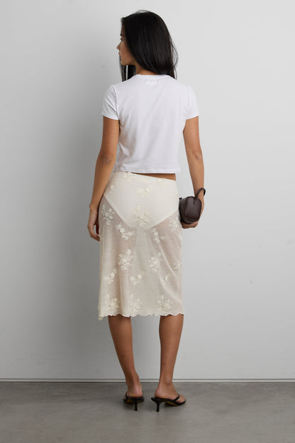 FLORAL EMBROIDERED LACE SKIRT