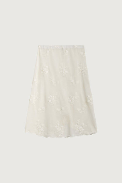 FLORAL EMBROIDERED LACE SKIRT