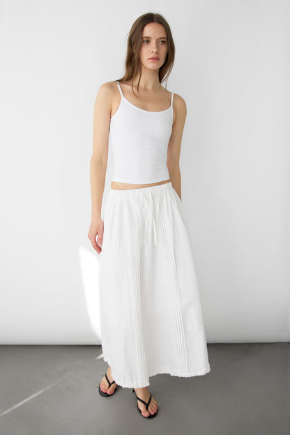 DRAWSTRING WAIST MAXI SKIRT