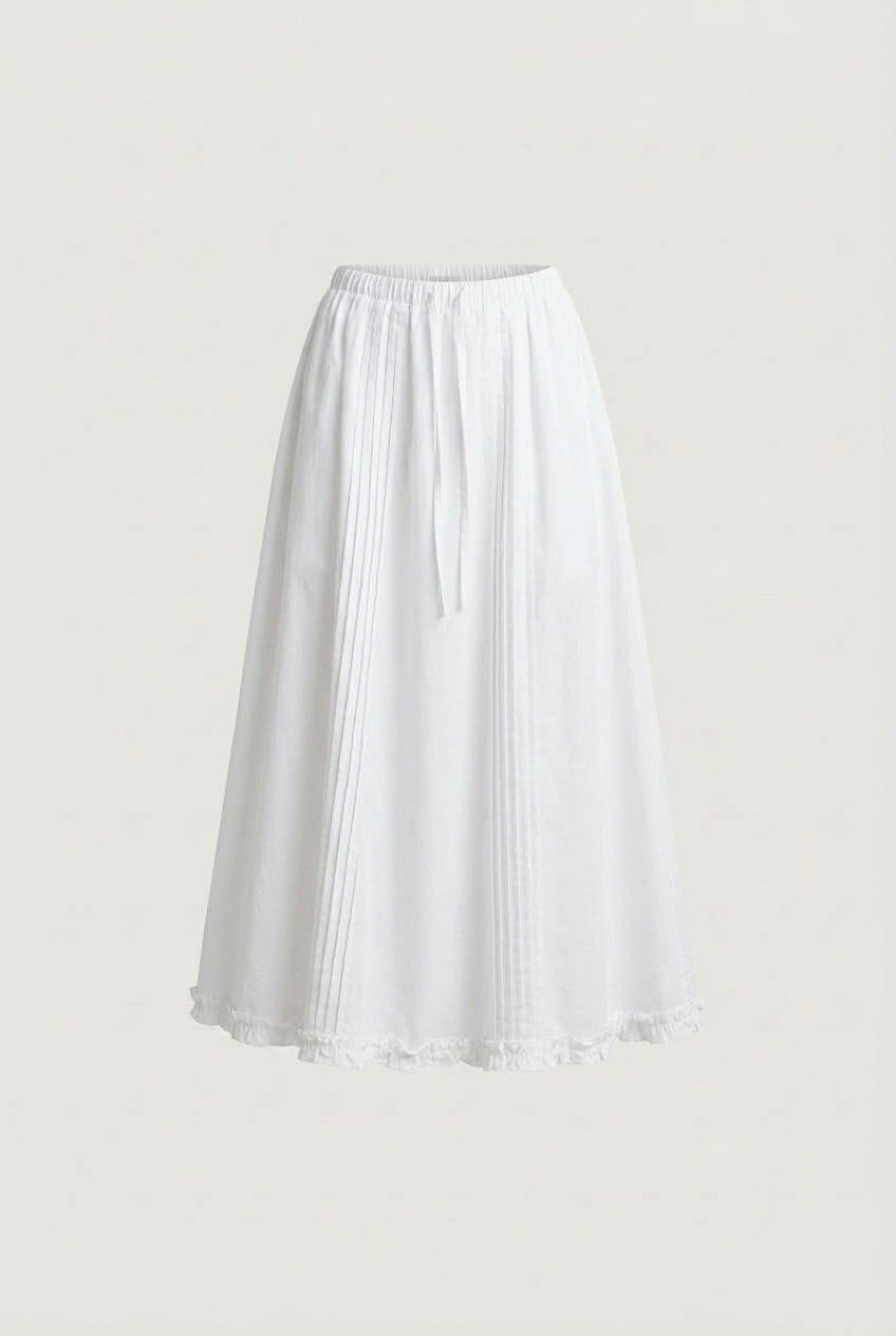 DRAWSTRING WAIST MAXI SKIRT