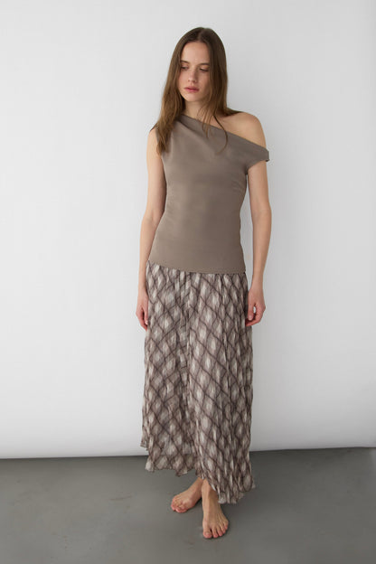 PLAID PLEATED MAXI SKIRT