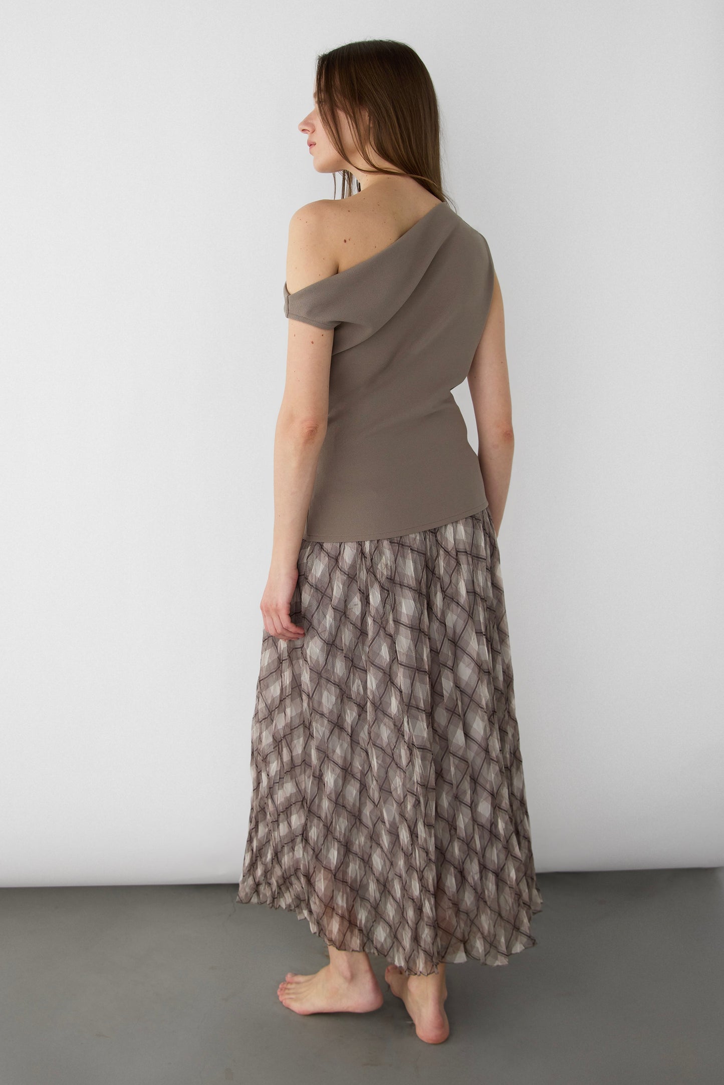 PLAID PLEATED MAXI SKIRT