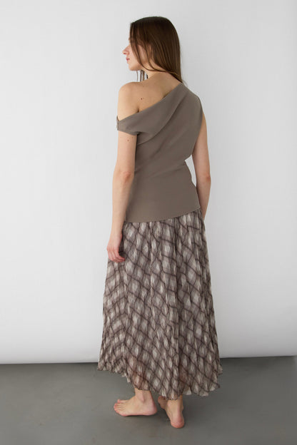 PLAID PLEATED MAXI SKIRT