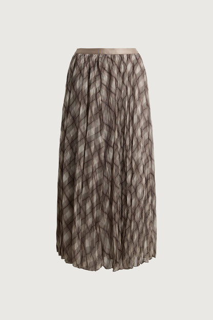 PLAID PLEATED MAXI SKIRT