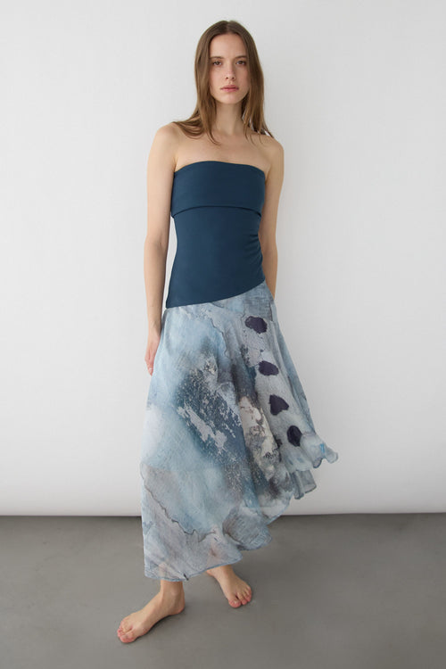 ABSTRACT PRINT MIDI SKIRT