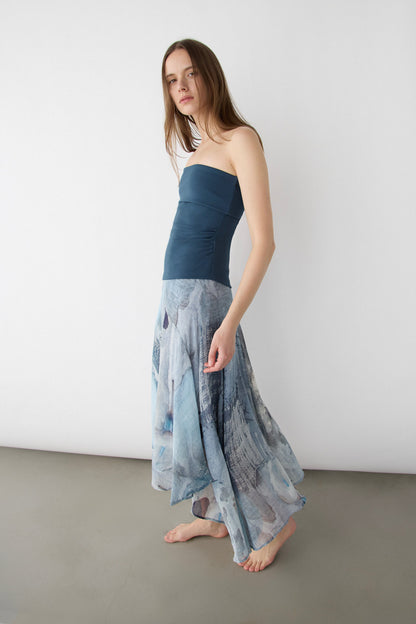 ABSTRACT PRINT MIDI SKIRT