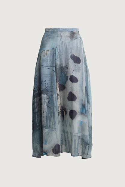 ABSTRACT PRINT MIDI SKIRT