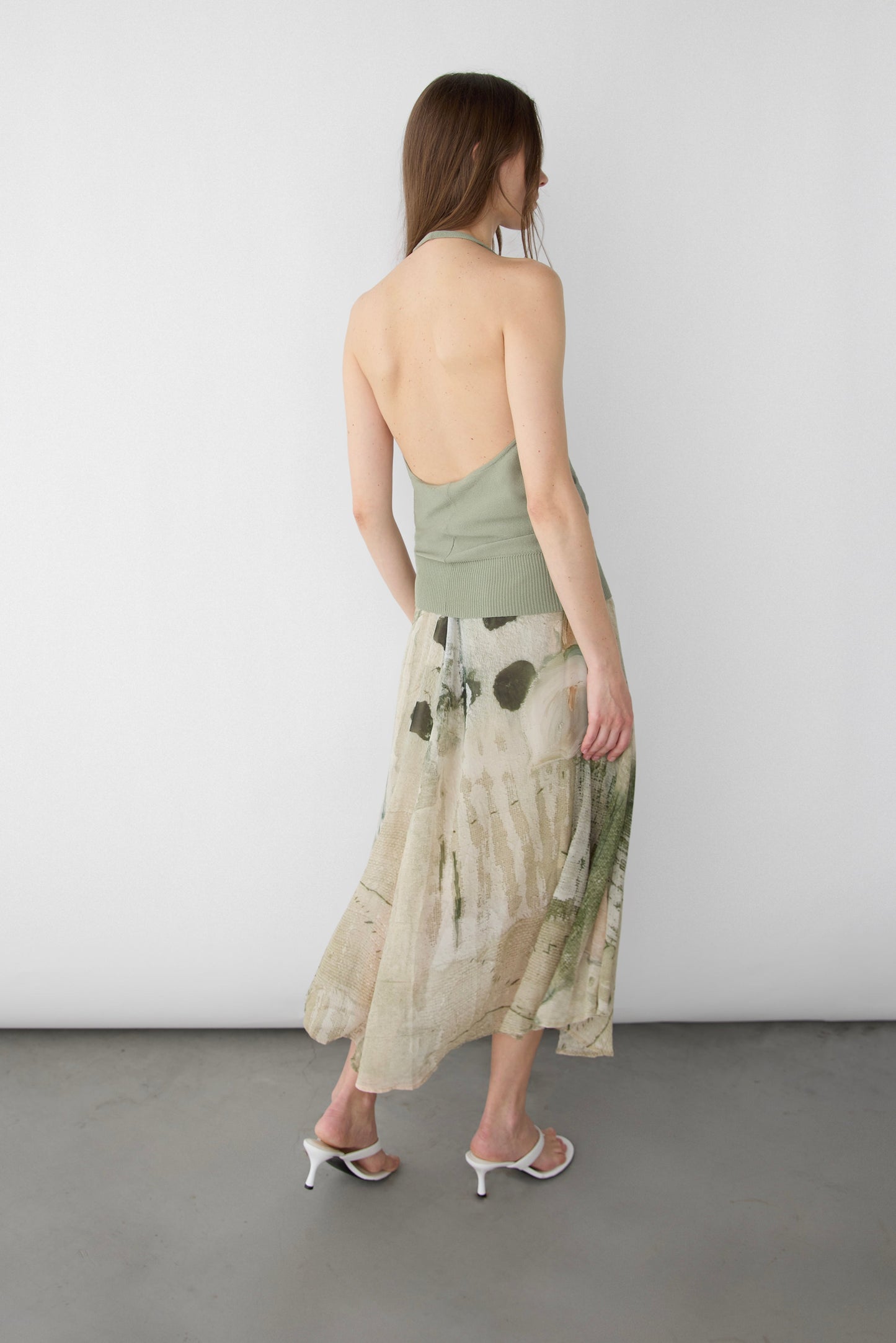ABSTRACT PRINT MIDI SKIRT