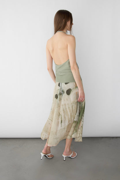 ABSTRACT PRINT MIDI SKIRT