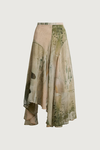 ABSTRACT PRINT MIDI SKIRT