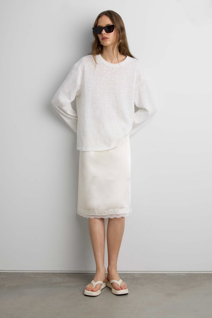 LACE TRIM MIDI SKIRT