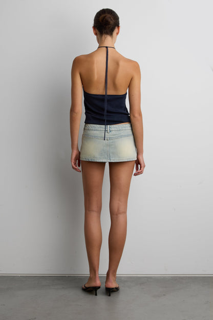 VINTAGE WASH DENIM SKORT