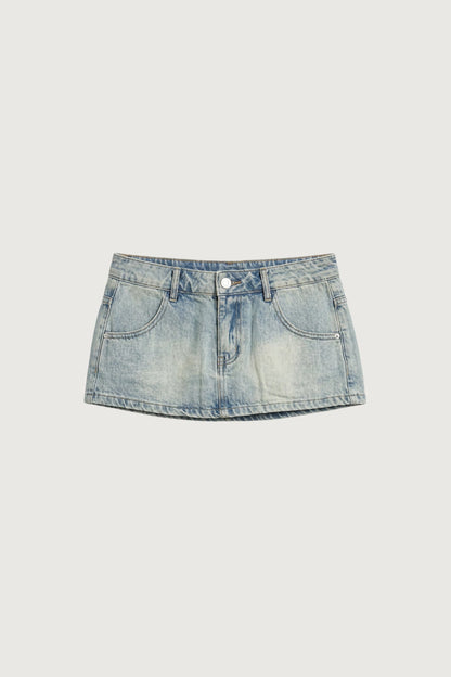 VINTAGE WASH DENIM SKORT