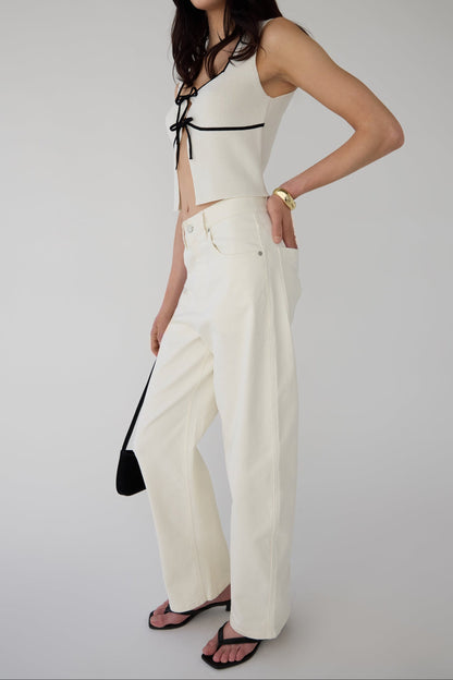 SQUARE NECK TIE FRONT KNIT TANK TOP