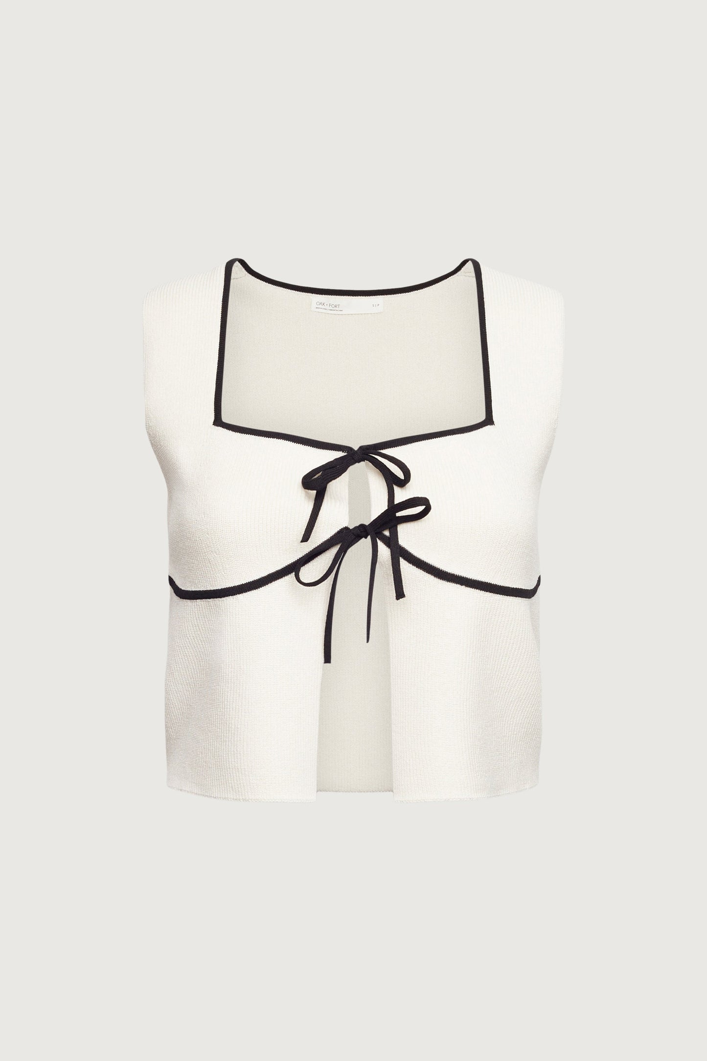 SQUARE NECK TIE FRONT KNIT TANK TOP