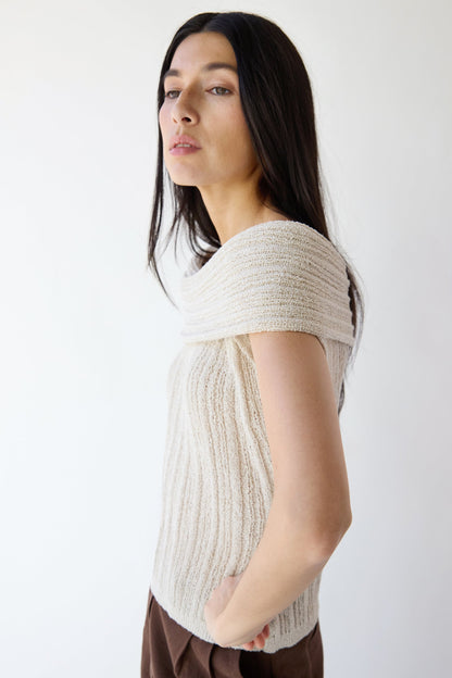 SLOUCHY OFF THE SHOULDER SHORT SLEEVE SWEATER