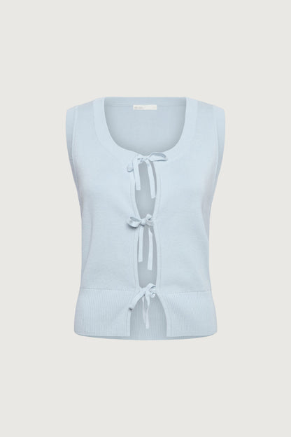 OPEN FRONT SWEATER VEST WITH TIES
