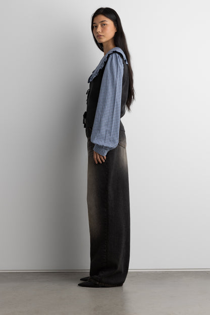 OPEN FRONT SWEATER VEST WITH TIES