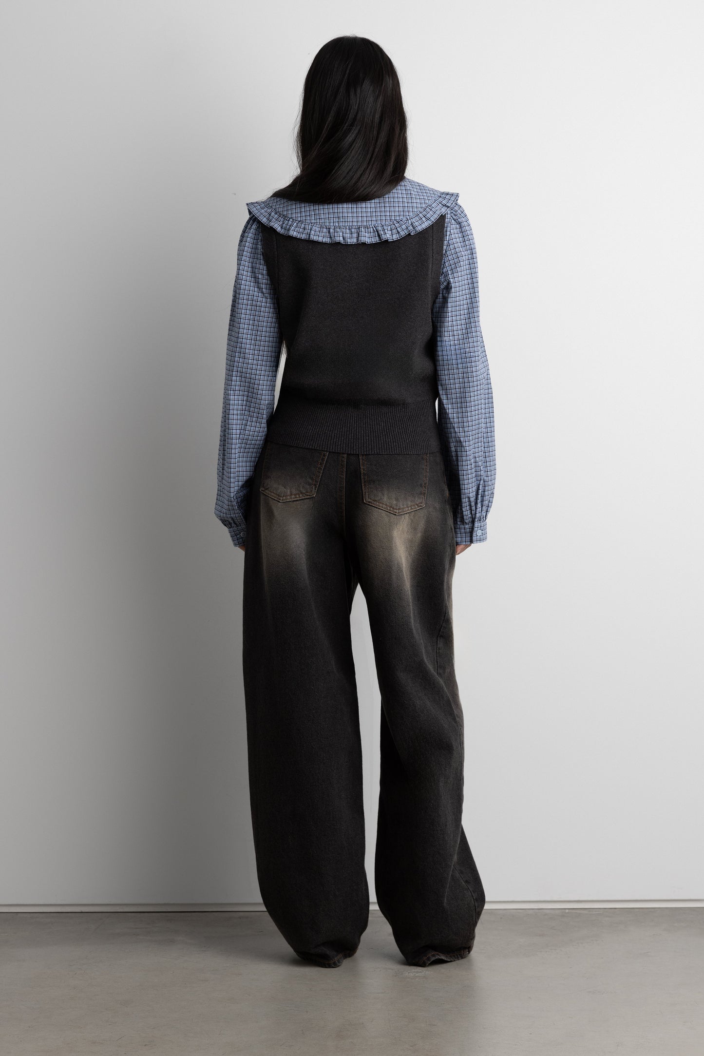 OPEN FRONT SWEATER VEST WITH TIES