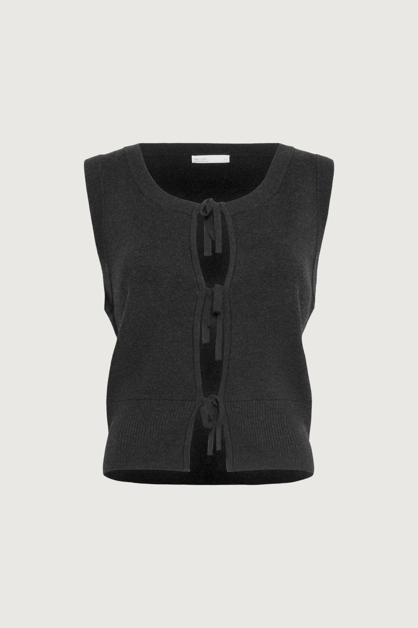OPEN FRONT SWEATER VEST WITH TIES