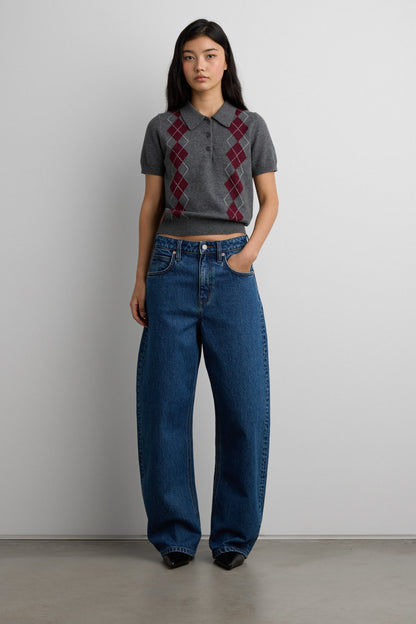 ARGYLE SHORT SLEEVE POLO SWEATER