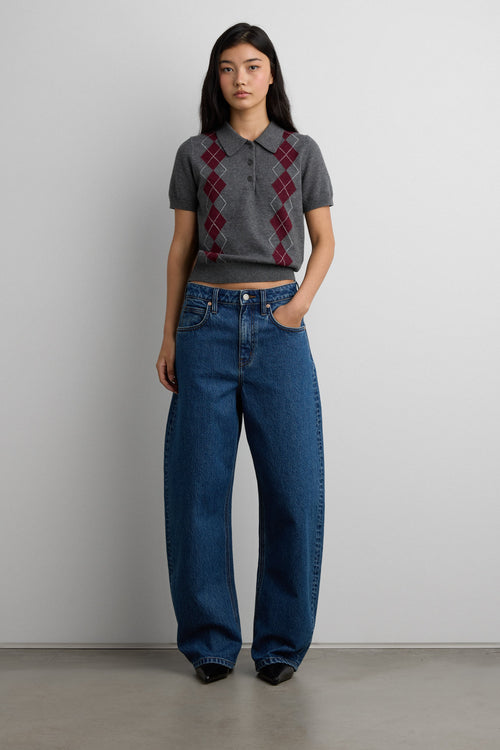 ARGYLE SHORT SLEEVE POLO SWEATER
