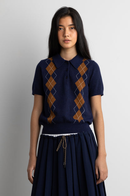 ARGYLE SHORT SLEEVE POLO SWEATER