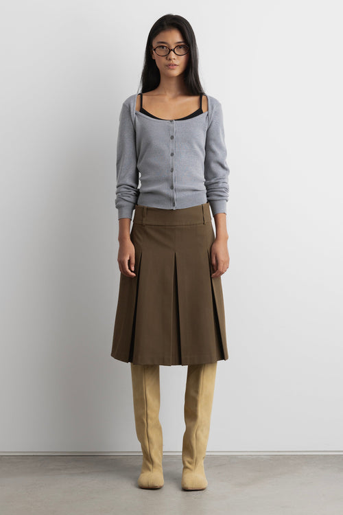 BUTTON FRONT SQUARE NECK SWEATER