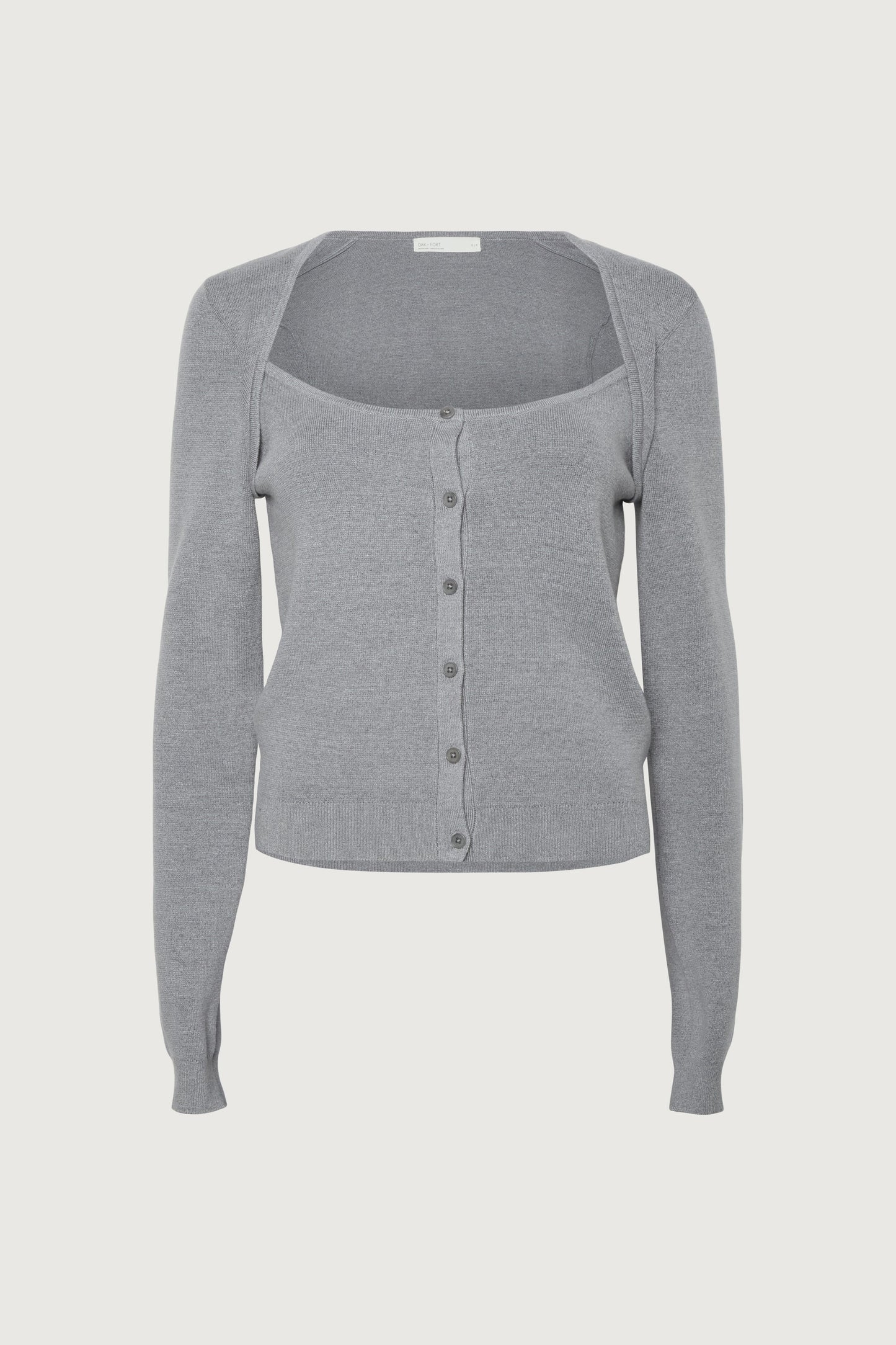 BUTTON FRONT SQUARE NECK SWEATER